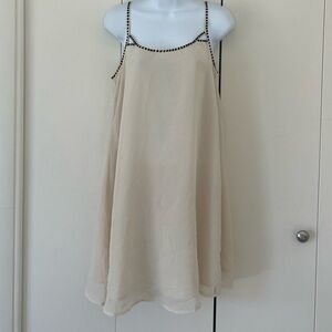 Aquamar sheer overlay bead embellished spaghetti strap mini dress M